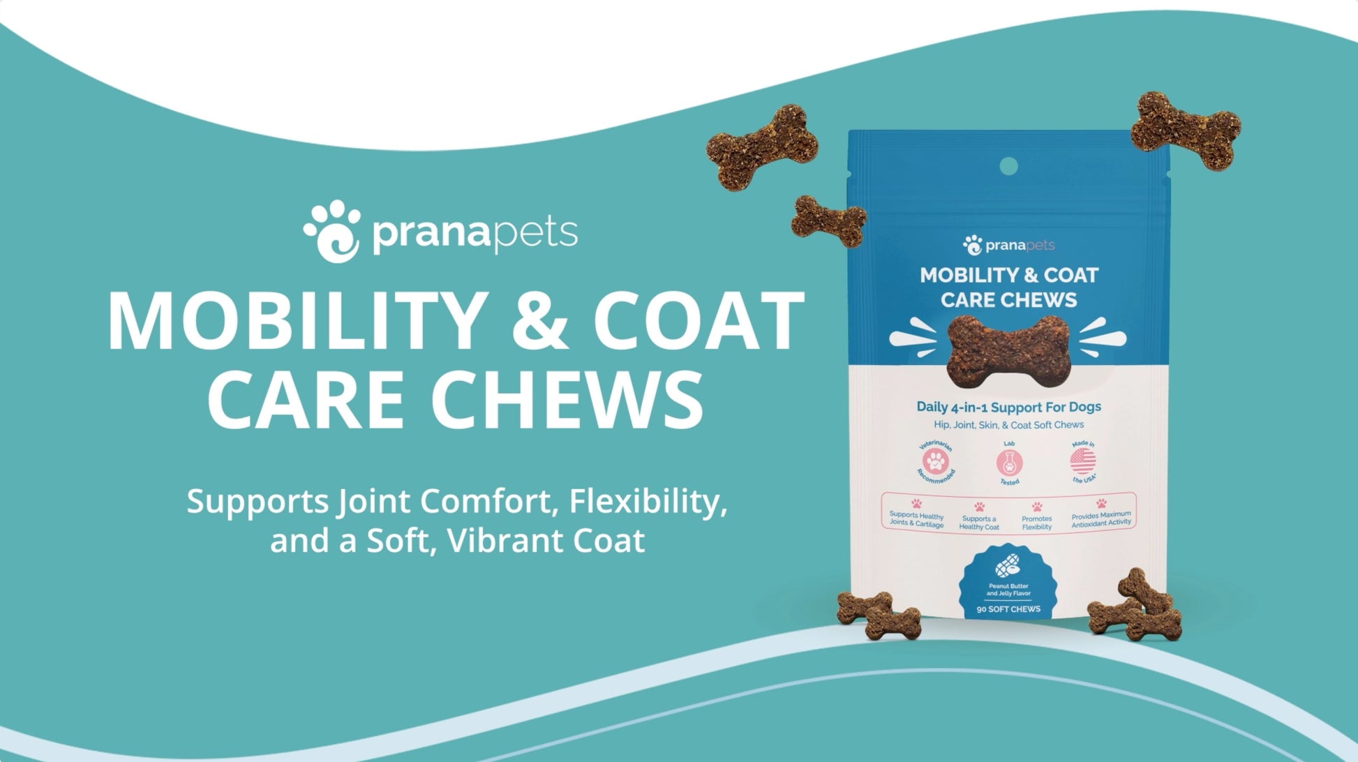 prana pets mobility and coat care chews for dogs